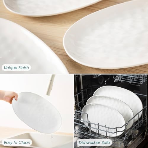 vancasso Ceramic Serving Platters Set of 3, Oval 16/14.7/13.5 Inch Porcelain Serving Dishes for Entertaining, Microwave Safe Serving Trays for Food, Turkey, Cheese, White - color: White