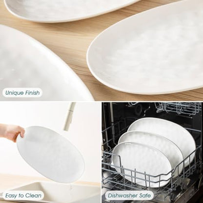 vancasso Ceramic Serving Platters Set of 3, Oval 16/14.7/13.5 Inch Porcelain Serving Dishes for Entertaining, Microwave Safe Serving Trays for Food, Turkey, Cheese, White - color: White
