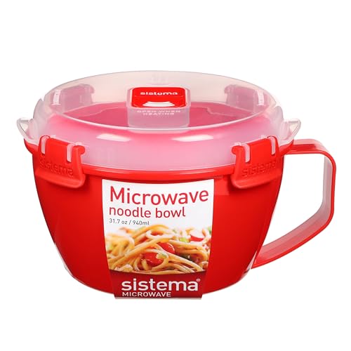 Sistema Microwaveable 940mL Noodle Bowl, Round Microwave Container with Lid & Steam-Release Vent, Cooks Pasta, Soup, Stew & More, Dishwasher & Freezer-Safe, BPA-Free - size: 1 Count (Pack of 1)
