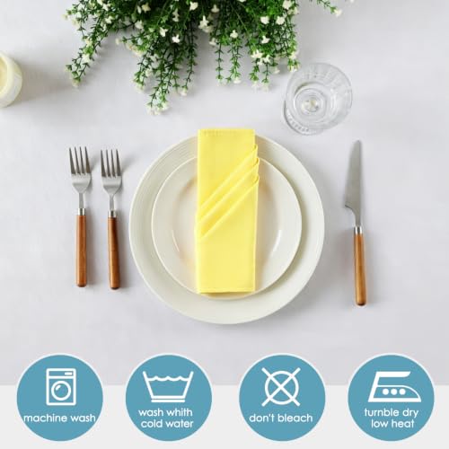 VidaFete Yellow Cloth Napkin, 20 x 20 Inch Polyester Napkins Set of 12 | Polyester Napkins Cloth Reusable & Wrinkle-Resistant Dinner Napkins for Weddings, Banquets, Parties, Hotels and Restaurants - color: Yellow, size: 20" x 20" (Set of 12)