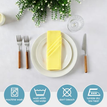 VidaFete Yellow Cloth Napkin, 20 x 20 Inch Polyester Napkins Set of 12 | Polyester Napkins Cloth Reusable & Wrinkle-Resistant Dinner Napkins for Weddings, Banquets, Parties, Hotels and Restaurants - color: Yellow, size: 20" x 20" (Set of 12)