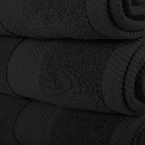 Monogrammed Bath, Hand, Washcloth Cotton Towel Set, Personalized Gift 3Pc-A - color: Black & Gold, size: Initial A