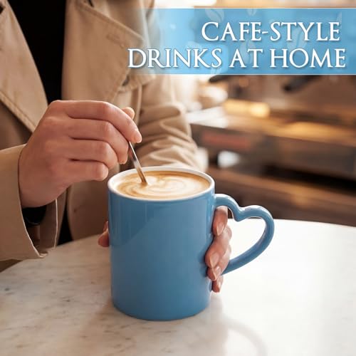 Pickmesh 10oz Coffee Mugs Set of 6, Blue Ceramic Stackable Mugs with Handle, Solid Color Stoneware Coffee & Tea Cups for Home Kitchen, Office, Latte, Cappuccino, Dishwasher Safe - color: Blue, style: Classic