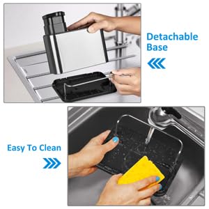 Kitchen Sink soap Dispenser, Three-in-one Kitchen countertop Sponge Holder, Stainless Steel Kitchen Sink Storage Rack, Suitable for Kitchen Sink countertop