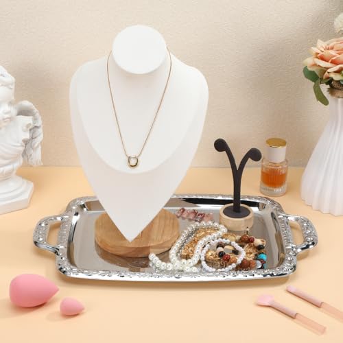 Metal Serving Tray, Silver Large Rectangular Antique Serving Platter, European Retro Style Tray for Cookies, Charcuterie, Snacks, Desserts, Fruit, Party Food (39. 00x23. 00x1. 70cm)