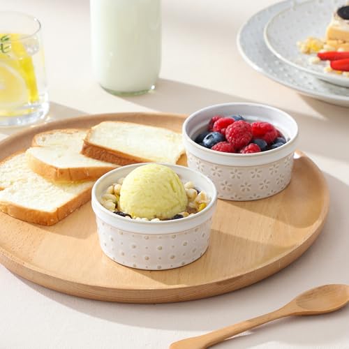 MALACASA Ramekins 4 Oz Oven Safe, Ceramic Creme Brulee Set of 4, Arctic White - size: 4 oz