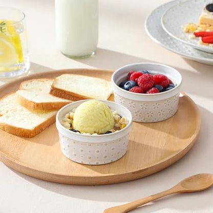 MALACASA Ramekins 4 Oz Oven Safe, Ceramic Creme Brulee Set of 4, Arctic White - size: 4 oz