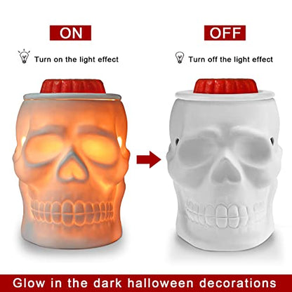 Halloween Wax Melt Warmer, Ceramic Skull Scentsy Wax Warmer for Scented Wax Melts, Electric Wax Melter Warmer for Candle & Fragrance Cubes