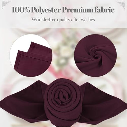 PLOYMONO Burgundy Cloth Napkins - 8 Pack 17" x 17" Polyester Dinner Napkins | Heavy Duty 180 GSM Cloth Napkins with Hemmed Edges - Great for Restaurants, Weddings, Parties, Banquets Dinner - color: Burgundy