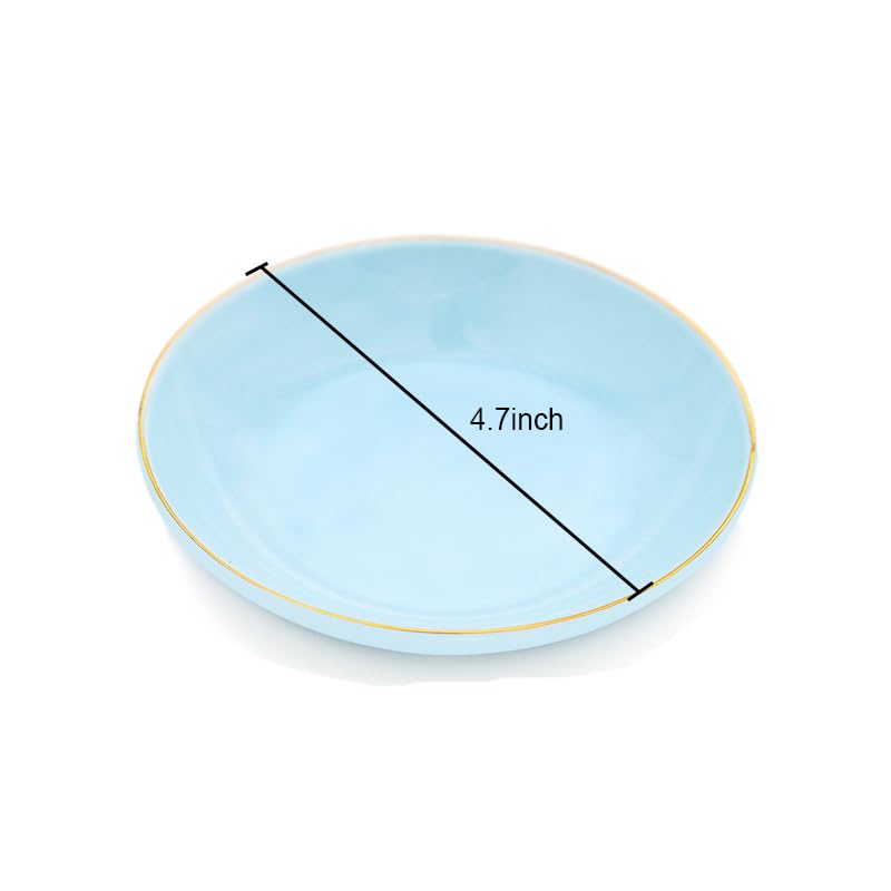 HANKOR 4.75" Ceramic Jewelry Tray, Small Ring Dish Holder Trinket Tray, Catch All Trays for Ring Earring Necklace Key, Christmas Gifts for Women Girls (Light Blue) - color: Light Blue