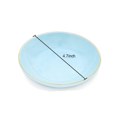 HANKOR 4.75" Ceramic Jewelry Tray, Small Ring Dish Holder Trinket Tray, Catch All Trays for Ring Earring Necklace Key, Christmas Gifts for Women Girls (Light Blue) - color: Light Blue