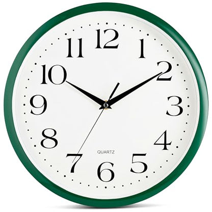 Bernhard Products Hunter Green Wall Clock Silent Non Ticking - 12 Inch Quality Quartz Battery Operated Round Easy to Read Home/Kitchen/Office/Classroom/School Clock - color: Hunter Green, size: 12 Inch