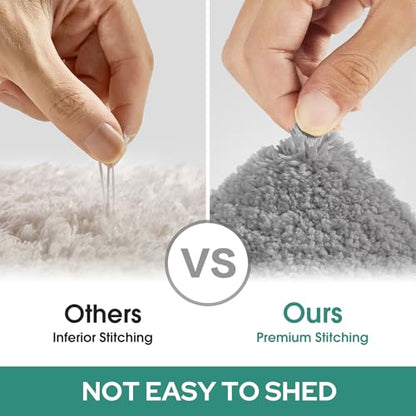 HOMEIDEAS Bathroom Rugs Sets 2 Piece, Super Soft and Absorbent Non Slip Microfiber U-Shaped Toilet Bath Mat Set (20"x32"+U20 x24, Grey) - color: Loop- Grey, size: 1'8" x 2'8" (20"x32"+U Shape 20"x24")