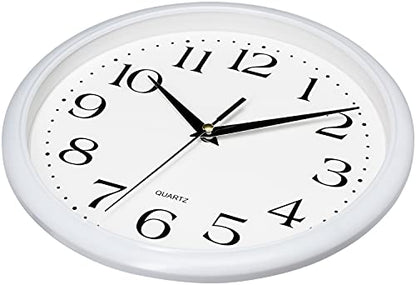 Bernhard Products White Wall Clock Silent Non Ticking 10 Inch Quality Quartz Battery Operated Round Easy to Read Home/Kitchen/Office/Classroom/School Clocks - color: White, size: 10 Inch