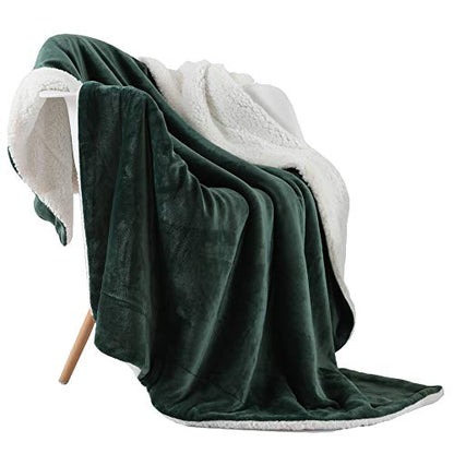 NANPIPER Throw Blanket Reversible Sherpa Flannel Blanket Super Soft Fuzzy Plush Fleece Microfiber for Bed/Couch(60"x80",Olive Green) - color: Olive Green, size: Twin