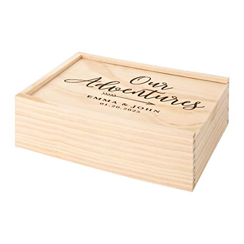 Koyal Wholesale Custom Engraved Our Adventures Arrow Wedding Keepsake Box, 4 x 6 -inch, Custom Names and Date, Wood - color: Our Adventures Arrow