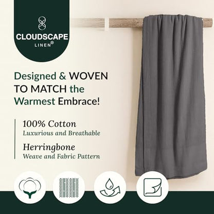 CSL Cotton Blanket Twin, Cooling Summer Blanket, Durable, 68"x92",Dark Grey | 100% Cotton Twin Blanket, Fits up to TwinXL Bed, Soft & Durable for All Season, Softer after every wash,Perfect Git with Tote - color: 09. Dark Grey, size: Twin/ Twin XL (68" x