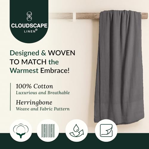 CSL Cotton Blanket King, Cooling Summer Blanket, Durable,108"x92",Dark Grey | King Size Cotton Blankets, Fits up to Cal King Bed, Soft & Breathable for All Season, Gift Ready with Reusable Tote Bag - color: 09. Dark Grey, size: King / Calking (92" x 108")