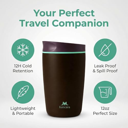 12 oz coffee tumbler Insulated coffee mug with lid Slider Insulated Stainless Steel Coffee Tumbler, Travel Mug for Hot and Iced Beverages insulated travel coffee mug (black) - color: Black