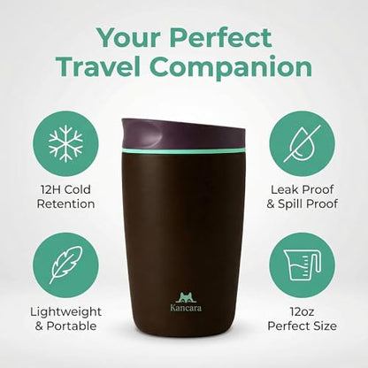 12 oz coffee tumbler Insulated coffee mug with lid Slider Insulated Stainless Steel Coffee Tumbler, Travel Mug for Hot and Iced Beverages insulated travel coffee mug (black) - color: Black