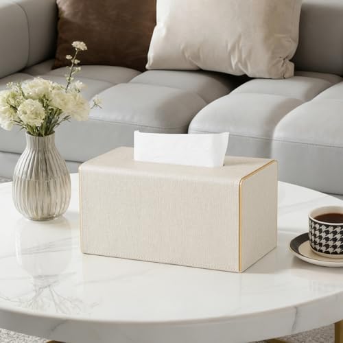 Linen Tissue Box Cover Rectangle with Magnetic Closure, Extra Large | 4 Different Sizes, PU Leather Tissue Box Cover, Decorative Rectangular Tissue Holder for Bathroom Nightstand Car Office - size: Extra Large – Fits Tissue Boxes Up to 4.7" Tall