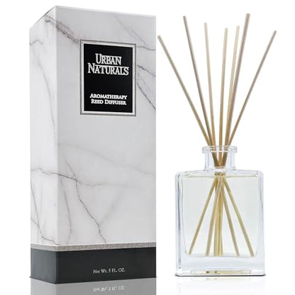Reed Diffuser Set, Lemon Verbena - Bathroom Shelf Décor | Reed Sticks, Tart Citrus with Bergamot & Greens, Sleek Rectangular Refillable Glass Bottle, Made in the USA - color: Lemon Verbena
