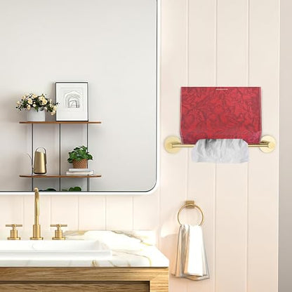 Leather Cover for Disposable Paper Hand Towel Box, Compatible with Kleenex Paper Hand Towel(1-Carved Dark Red) - color: 1-carved Dark Red