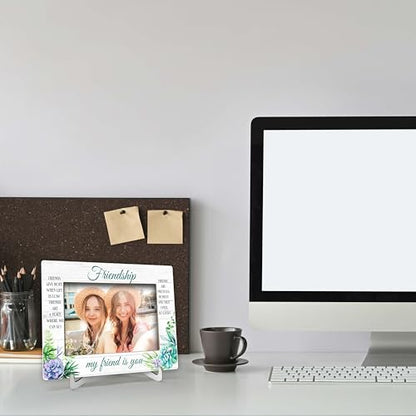 YSTEP Friendship Picture Frame, Best Friend Picture Frame, Long Distance Friendship Gifts, My Friend Is You Gifts, Wood 4x6 Photo Frame for Desk Display-B02 - style: Style 1