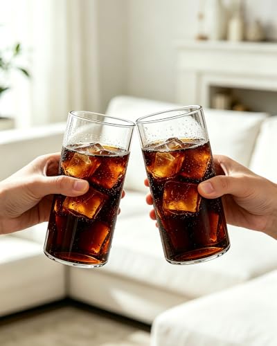 LUXU Drinking Glasses,2pc Thin Highball Glass 15 oz,2 pc Tall Glass19 oz | Lead-Free Glassware,Clear Everyday Drinkware,Water Glasses,Mojito Glass Cups,Bar Glassware,and Mixed Drink Cocktail Glass Set - style: 15 OZ + 19 OZ
