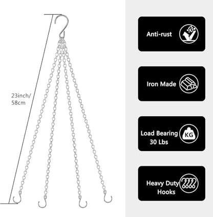 garini 6 Pack, 23 Inch Silver Hanging Baskets Chain, Hanging Chains with Hooks Flower Pot Chain Replacement Plant Hangers for Planters, Bird Feeders and Lanterns - color: Silver, size: 6P