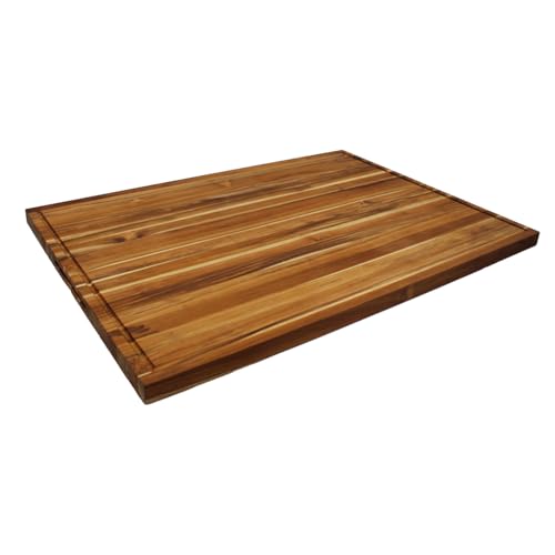 EcoDecors XXL Teak Cutting Board 40x28, Reversible Butcher Block | Edge grain cutting board protects knife edges, resists warping, and outperforms bamboo cutting boards for durability. - color: Natural Edge Grain Teak, size: 40"L x 28"W