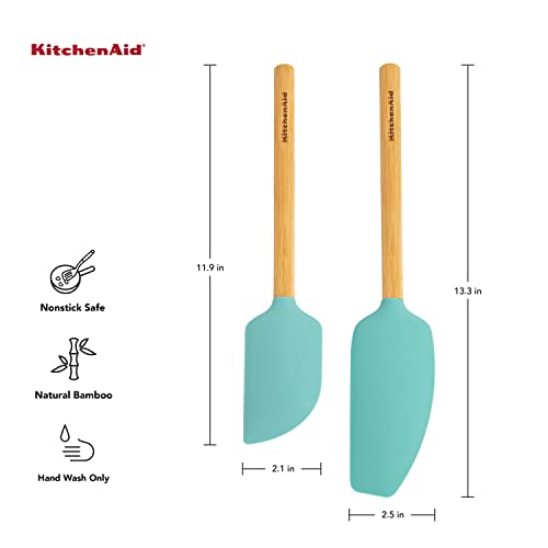 KitchenAid Bamboo Spatula Set, 2-Piece, Aqua Sky - color: Aqua Sky