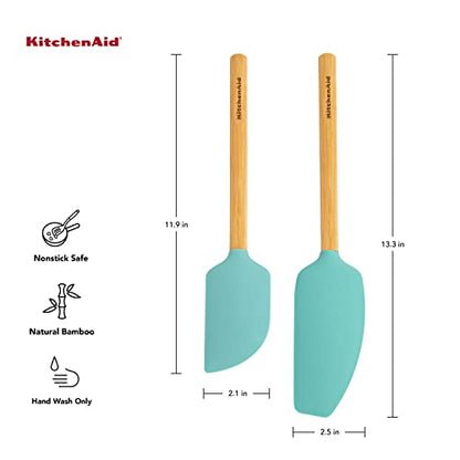 KitchenAid Bamboo Spatula Set, 2-Piece, Aqua Sky - color: Aqua Sky