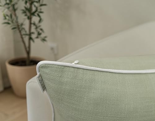 Rudransha Hand Embroidered Cotton Lumbar Pillow Cover - 12x20 Light Green Botanical Leaf Accent - Hazel Leaves - color: Light Green-hazel, size: 20" x 12" (Pack of 1)