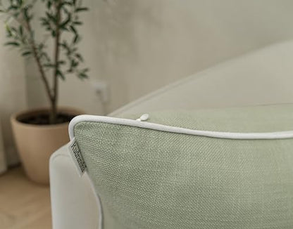 Rudransha Hand Embroidered Cotton Lumbar Pillow Cover - 12x20 Light Green Botanical Leaf Accent - Hazel Leaves - color: Light Green-hazel, size: 20" x 12" (Pack of 1)