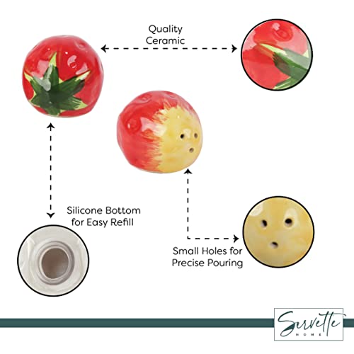 Novelty Ceramic Fruit Salt and Pepper Shakers Set - Mini Strawberry - color: Mini Strawberry