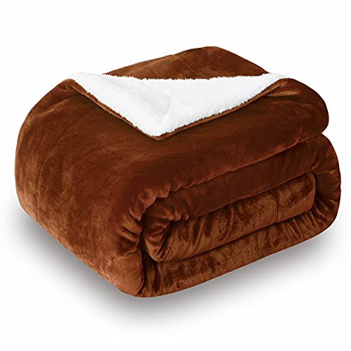 Sherpa Fleece Fall Throw Blanket, Caramel, 50x60 inches | Double-Sided Super Soft Luxurious Plush Blanket Throw Size - color: Caramel, size: 50"×60"