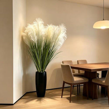Artificial Pampas Grass, 5PCS 5 Heads Faux White Reed Grass, 36Inch Tall Fake Pampas Grass for Home Decor, Living Room, Floor Vase, Wedding & Farmhouse Indoor Outdoor Decor