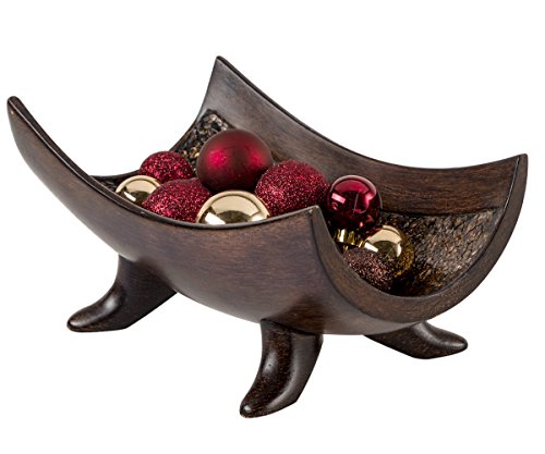 Creative Scents Schonwerk Brown Decorative Bowl for Home Decor - Dining Room Centerpiece - Coffee Table Decor for Living Room - 10" Resin Bowl - House Decor Decorations or Key Bowl for Entryway - color: Brown with Crackled Glass