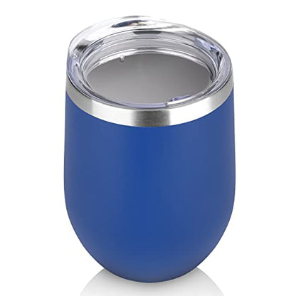 DOMICARE Stainless Steel Wine Tumbler Bulk with Lid, Personalized Insulated Tumblers Set, 12oz Travel Coffee Cups Pack of 1, Dark Blue - color: Dark Blue, size: 1 Count (Pack of 1)