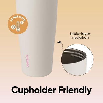 Owala FreeSip Tumbler Stainless Steel Water Bottle 40 oz Daybreak | Triple-Layer Insulation | Leak-Proof Lid with Push-Button | Double Threaded Lid for Left and Right-Handed Drinking - color: Daybreak, size: 40 Ounces