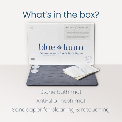 Stone Bath Mat, Premium Non-Slip Diatomaceous Earth Bathmat, Absorbent and Quick Drying to Elevate Your Bathroom, Dry Floor or Kitchen, Easy to Clean Spa Experience 15.3" x 23.6" - Grey