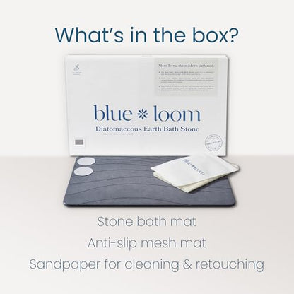 Stone Bath Mat, Premium Non-Slip Diatomaceous Earth Bathmat, Absorbent and Quick Drying to Elevate Your Bathroom, Dry Floor or Kitchen, Easy to Clean Spa Experience 15.3" x 23.6" - Grey