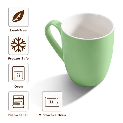 Urbanstrive 16 oz Large Coffee Mug with Handle Tea Cup Novelty Coffee Cup for Men Women Office Work, Mint Green - color: Mint Green