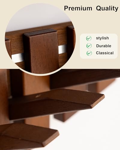 Wooden Coat Rack Wall Mount with Shelf, Heavy Duty Entryway Organizer with 6 Hooks,Coat Hooks Hanger for Coats, Hats, Bags & Towels, Walnut Wall Hanger for Hallway, Bedroom, Kitchen (6 Hooks) - size: 6 Hooks