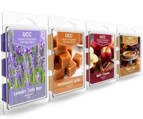UCC Plant Based All Natural Fall Wax Melts, Highly Scented Fragrances, Long Lasting Premium Soy Scented Melts Cubes, Wax Melts Tarts, Colored Wax Melt - 4 Pack - color: Set G