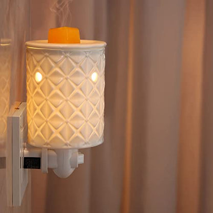 Ceramic Wax Melt Warmer, Plug in Wax Warmer for Scented Wax, Scentsy Wax Warmer for Fragrance Oil, Night Light Wax Burner Decoration with Two Bulbs