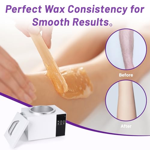 1.5L Large Capacity Digital Wax Warmer - Smart Touch Screen Wax Melting Pot with Precise Temp Control (86-275°F), Fast 5-Min Heat, for Professional Hair Removal & SPA, with Silicon Spatula & 50 Sticks