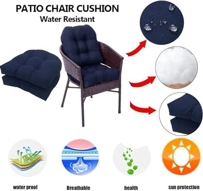 2 Pack Patio Chair Cushion 19x19x3 Inch Indoor & Outdoor Chair Cushions Waterproof Seat Cushion for Patio Furniture Tieless Anti-Slip Tufted Chair Cushion(Dark Gray) - color: Dark Gray