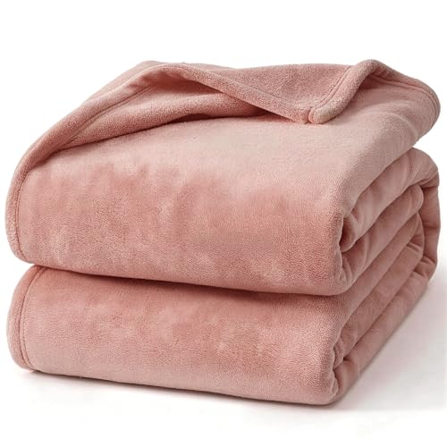 Hansleep Full Dusty Pink Fleece Blanket, Soft Flannel Bed Blanket | Fuzzy Cozy Blanket 84x90 Inches, Multi-use for Bed, Sofa, Couch, Travel, Camping, All Season Warm Lightweight Cover - color: Dusty Pink, size: Full (84x90 Inches)
